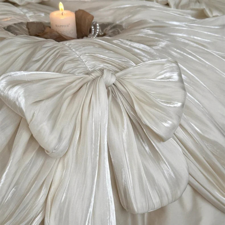 Ivory Bow Ruffle Bedding Set