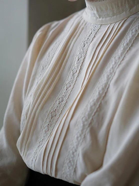 Victorian Elegance Lace Ivory Blouse