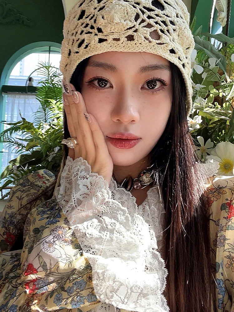 Enchanted Garden Cat Lace Blouse