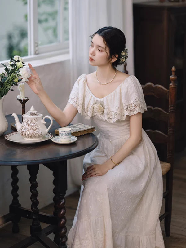 Ivory Whisper Embroidered Dress