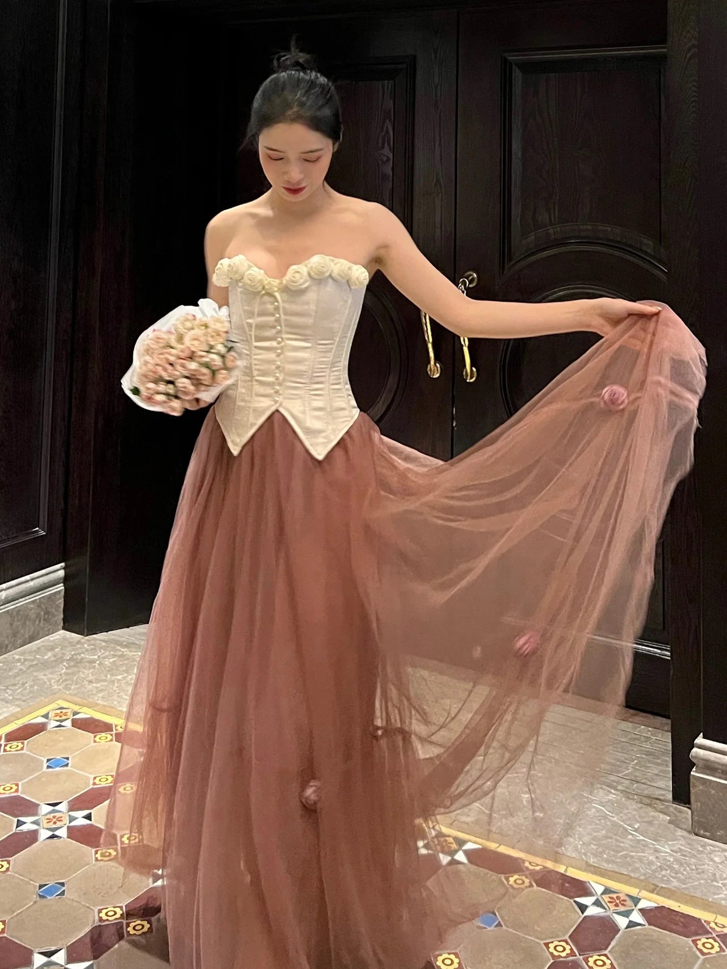 Rose Blossom Herringbone Corset