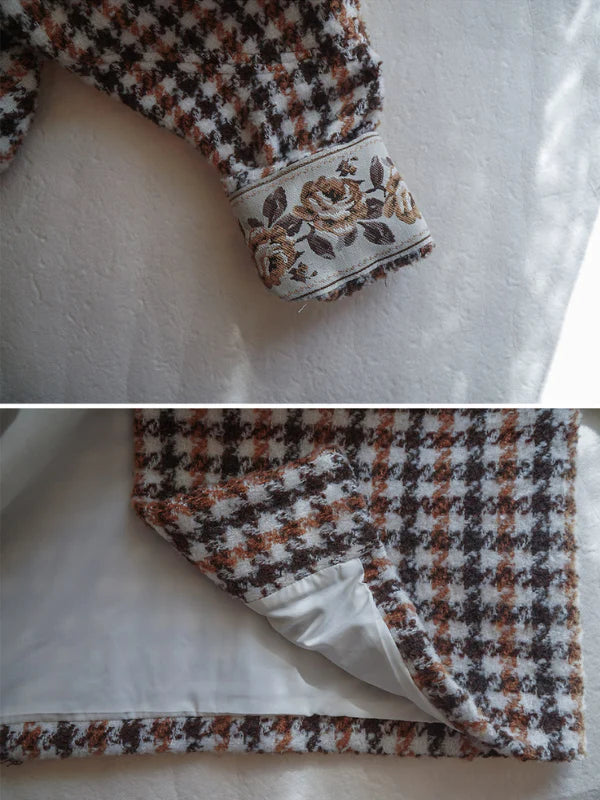 Vintage Houndstooth Lace Trim Coat