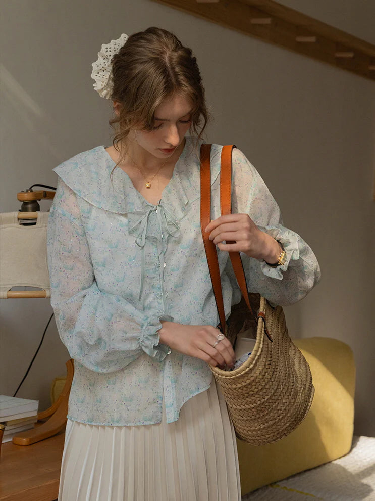 Ethereal Watercolor Sheer Blouse