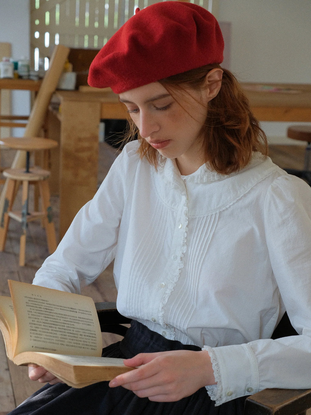 Vintage White Ruffle Collar Blouse
