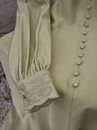 Vintage-Inspired Embroidered Buttoned Dress