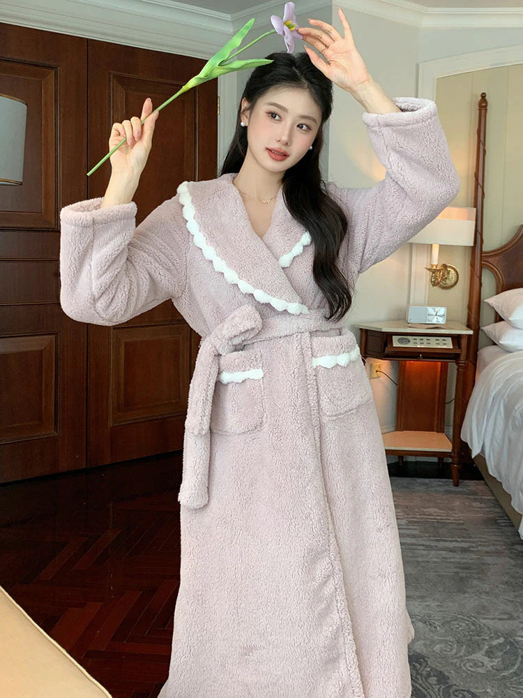 Pom Pom Velvet Winter Robe