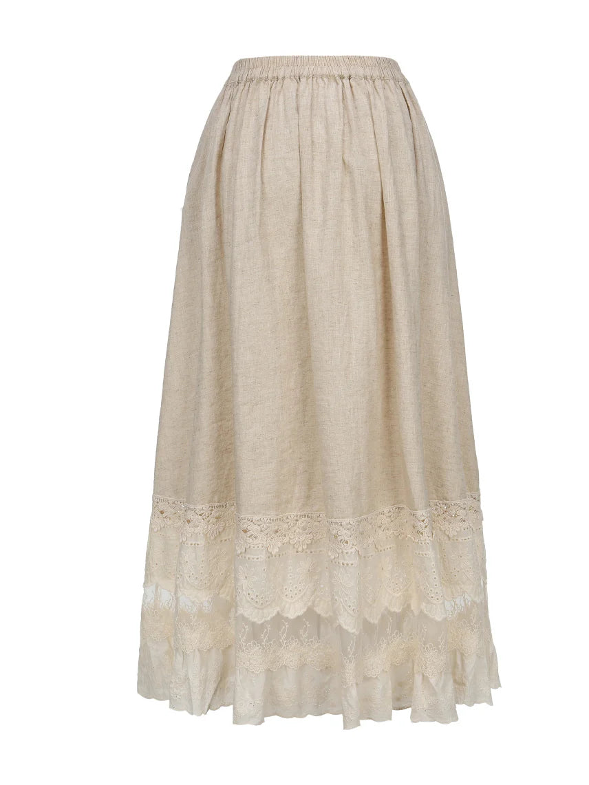 Linen Lace Garden Blouse and Skirt