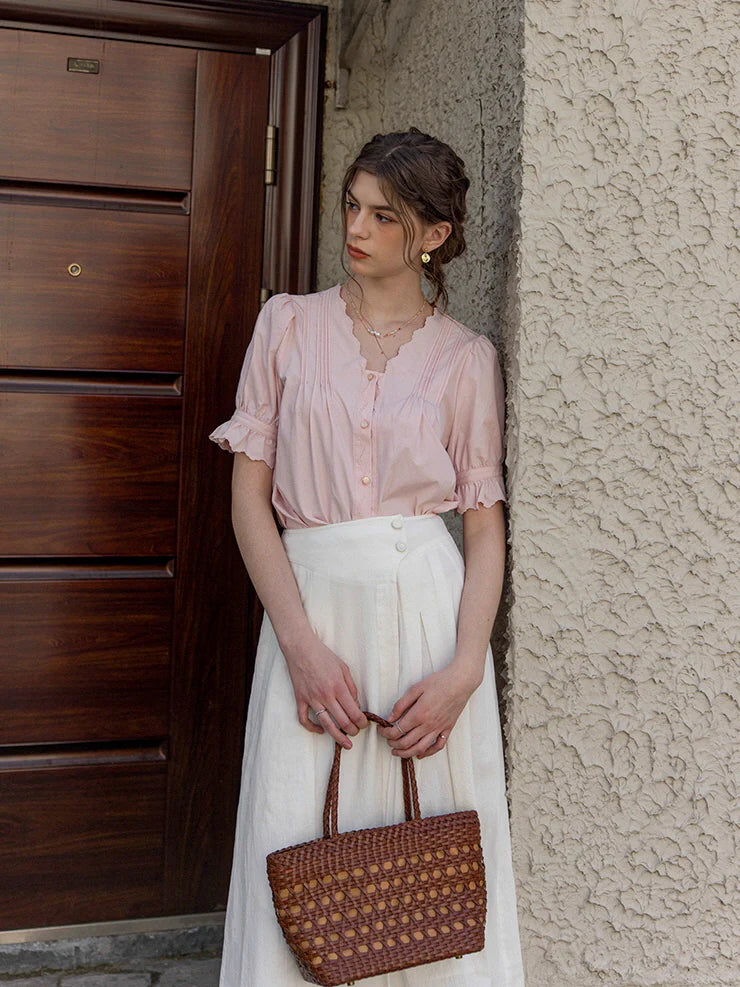 Emma's Romantic Pink Collar Blouse