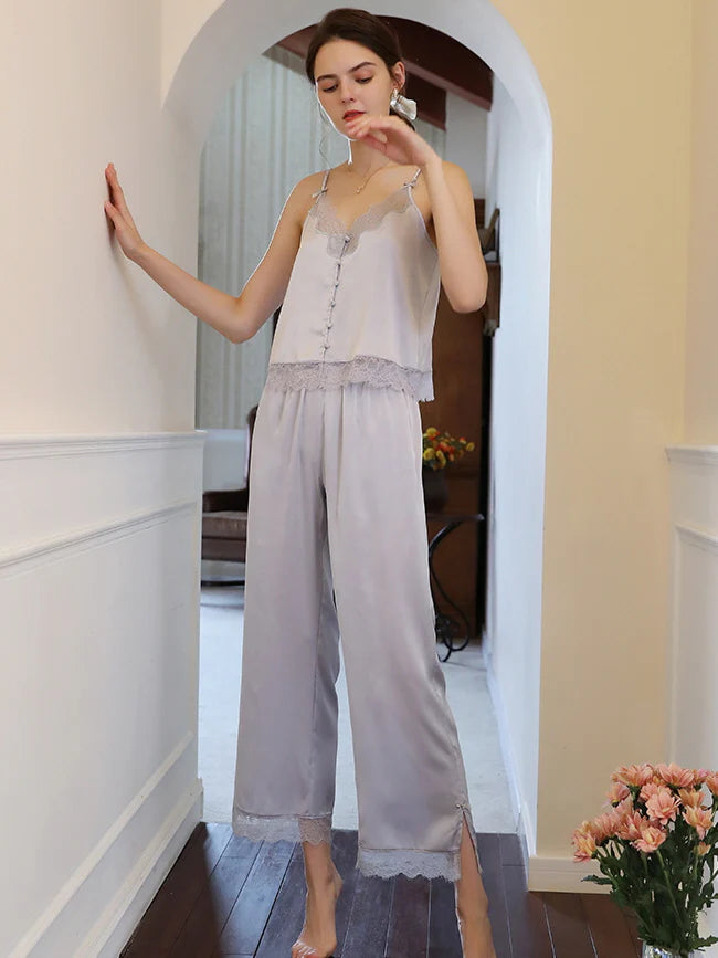 Moonlit Lace Satin Loungewear Trio