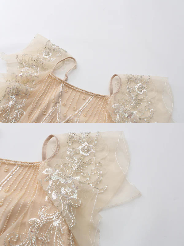 Golden Hour Sequin Mesh Slip Dress