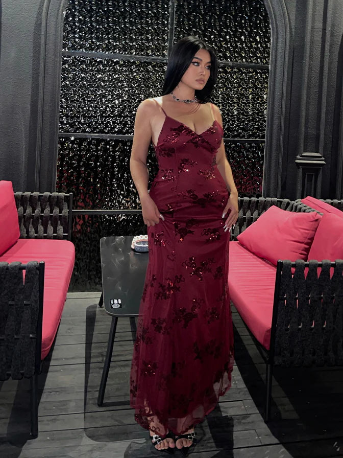 Midnight Rose Sequin Tulle Gown