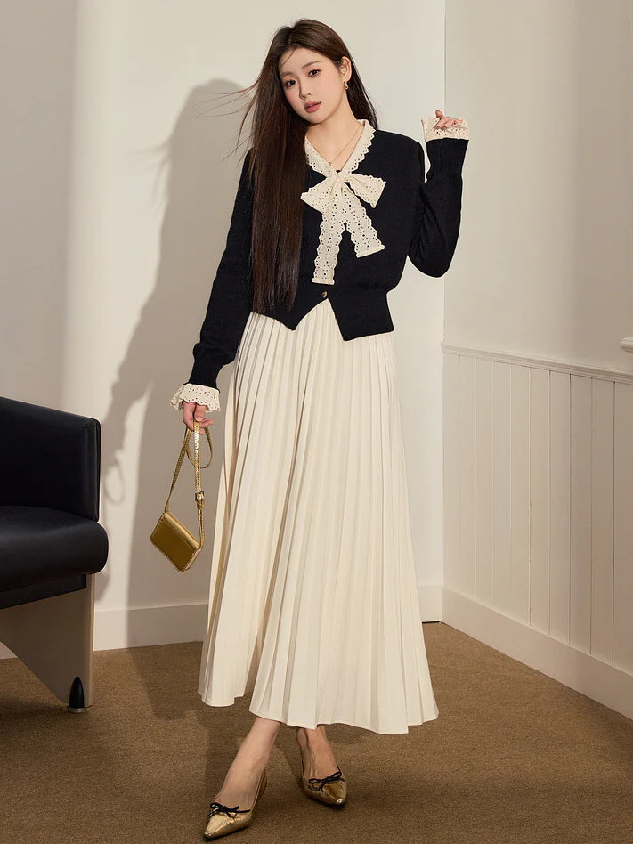 Timeless Ivory Pleated Skirt