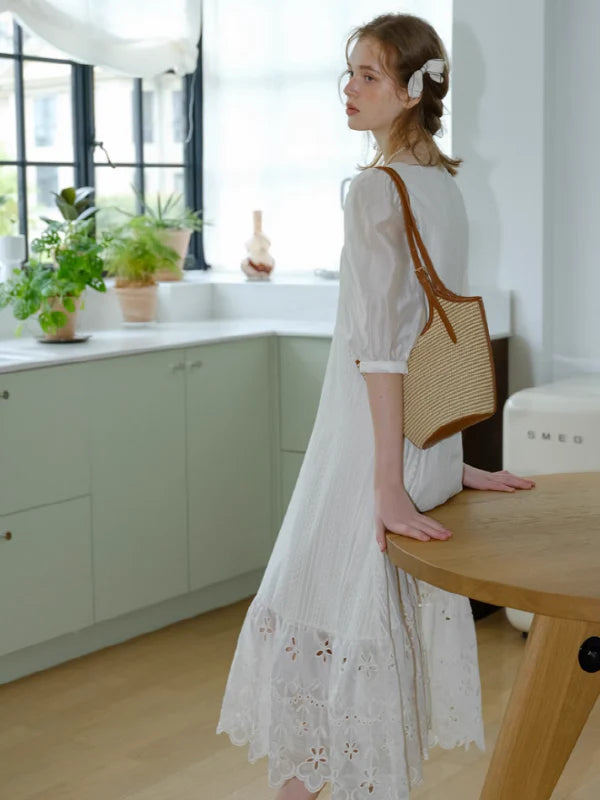 White Flower Lace Summer Dress