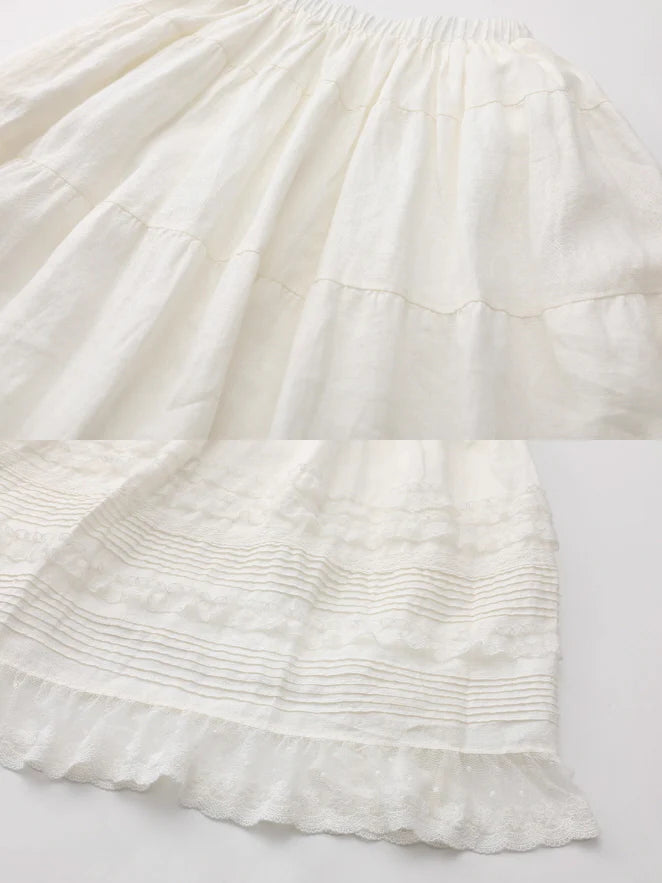 Lace Meadow Tiered Linen Skirt