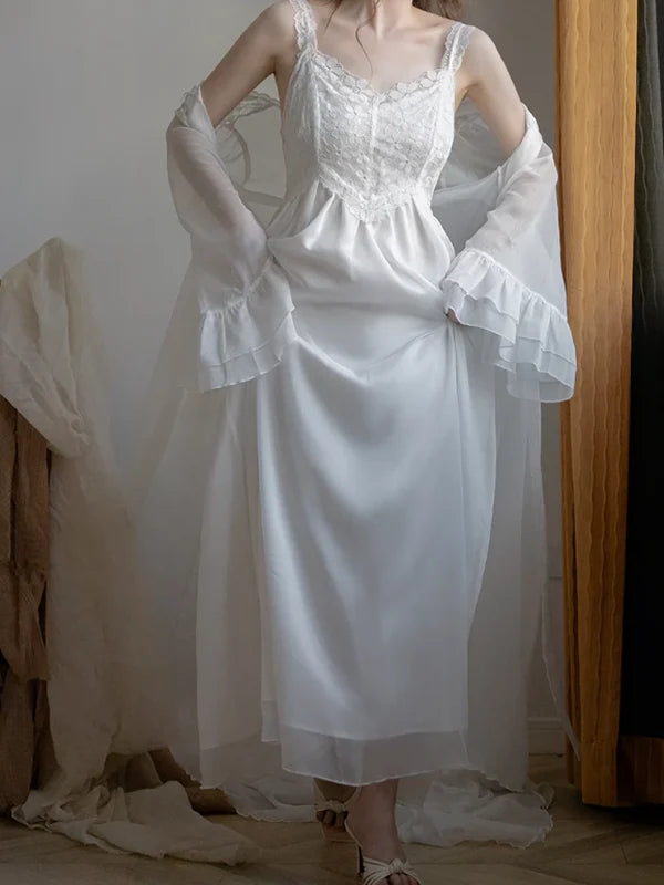 White Floral Sunrise Elegance Nightgown