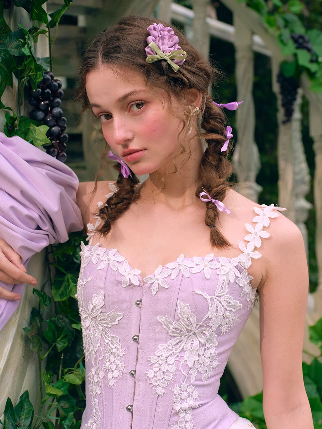 Floral Embroidered Corset & Sheer Skirt