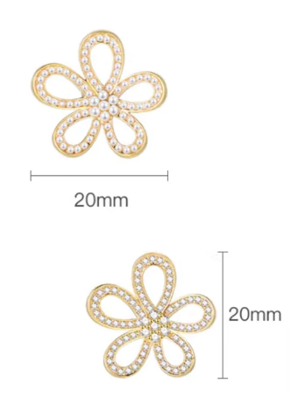 Pearl Zircon Flower Earrings