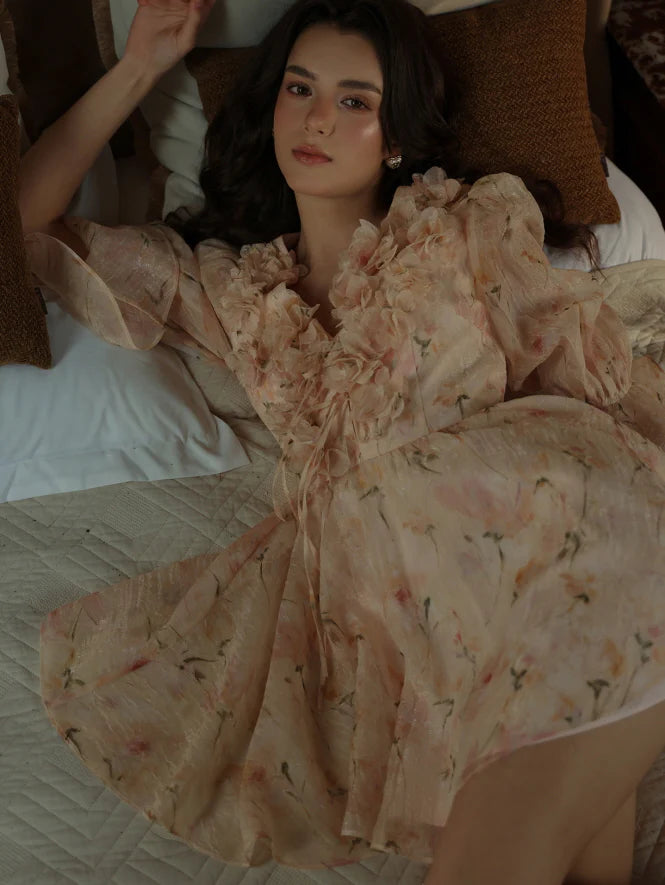 Blush Bloom Garden Ruffle Mini Dress