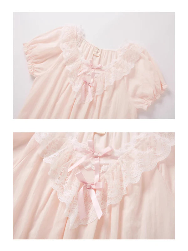 Romantic Lace-Trimmed Cotton Nightgown
