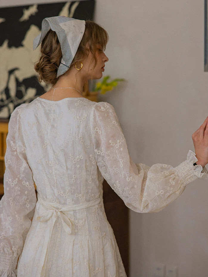 Vintage Embroidered Long Sleeve Dress