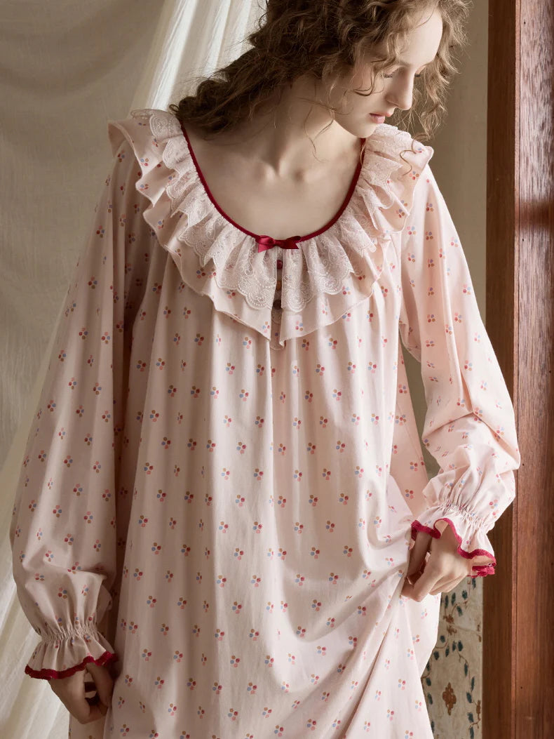 Vintage Rose Ruffle Nightgown