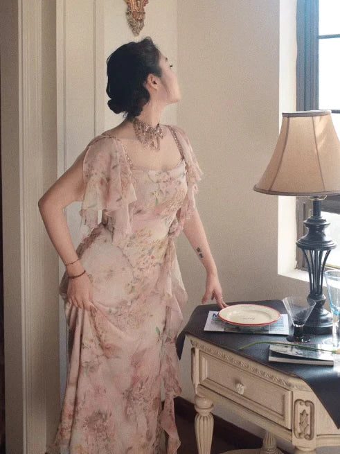 Whispering Petals Chiffon Dress