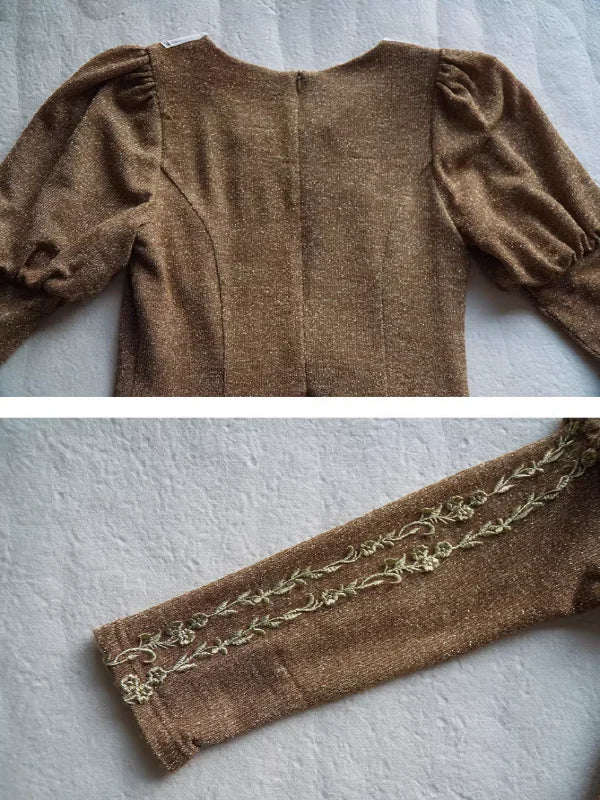 Golden Elegance Victorian Dress