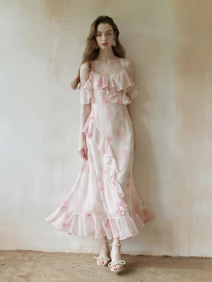 Watercolor Ruffle Fairy Slip Dress