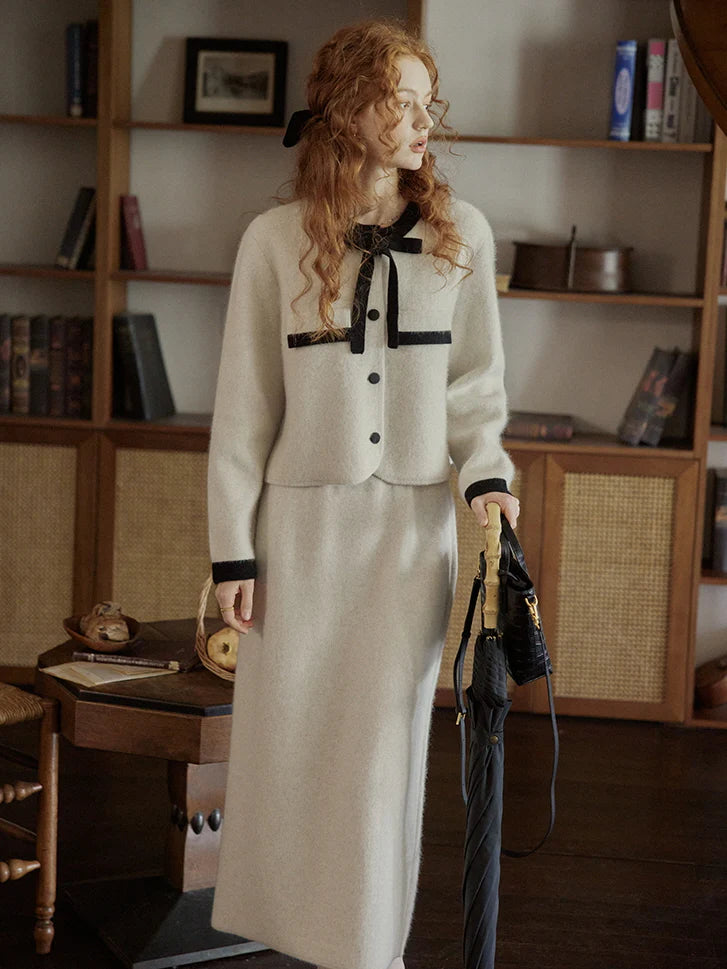 Classic Wool-Blend Straight Skirt