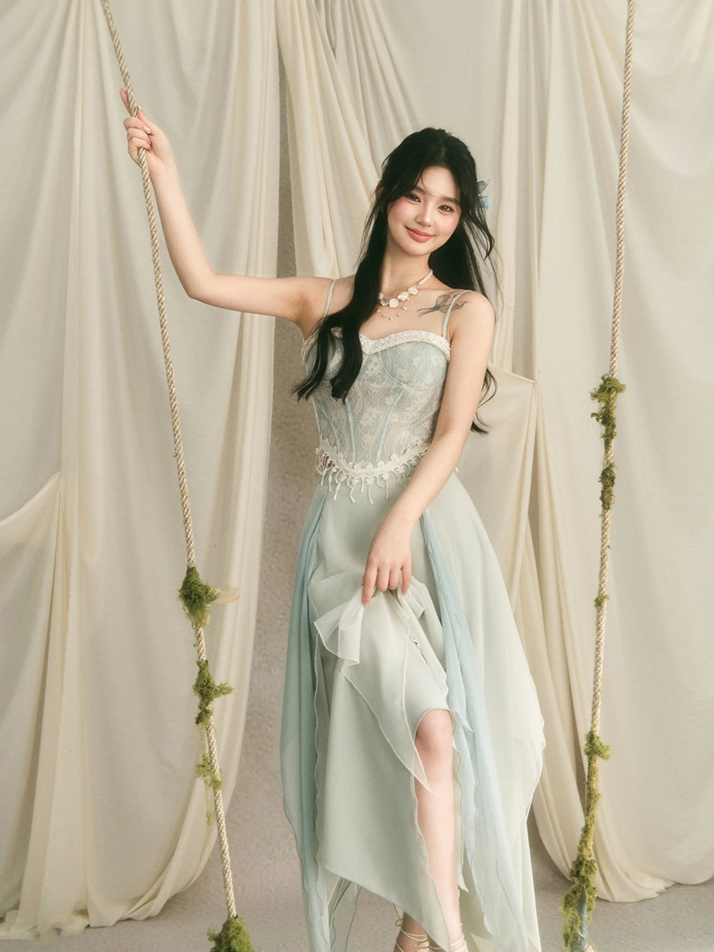 Ethereal Lace Corset & Dreamy Chiffon Skirt