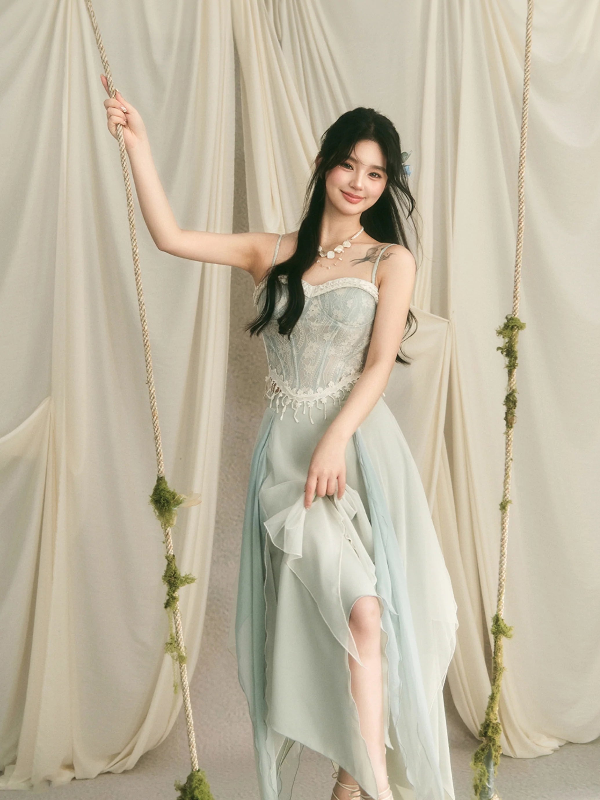 Ethereal Lace Corset & Dreamy Chiffon Skirt