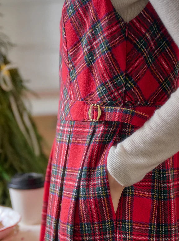 Classic Red Tartan Plaid Sleeveless Dress