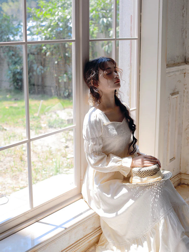 Vintage Princess Beige Cotton Dress