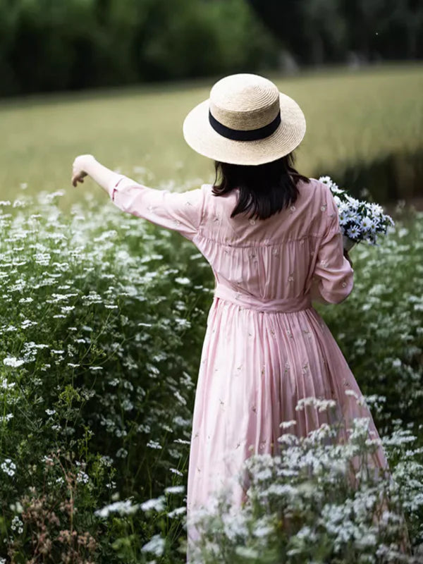 Sunlit Garden Floral Embroidered Dress