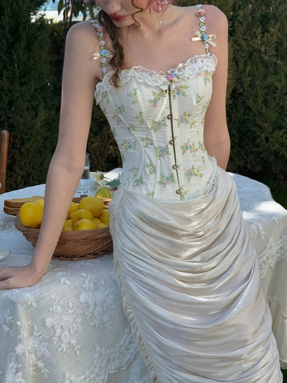 Roseveil Draped Satin Skirt