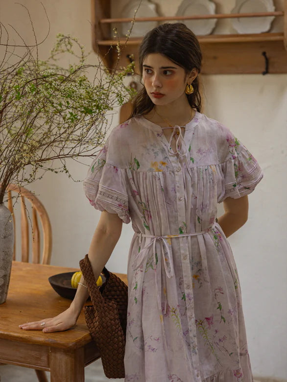 Lavender Meadow Floral Tiered Dress