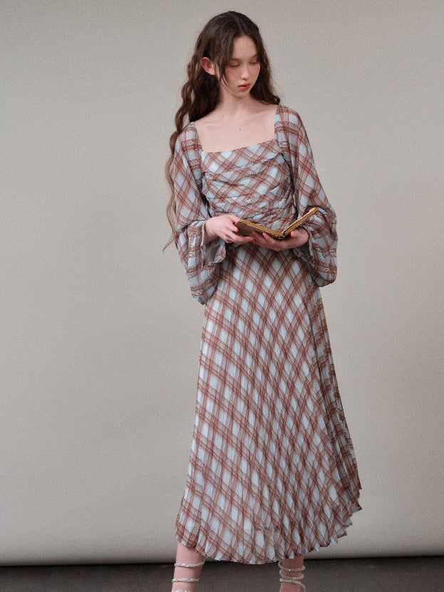 Autumn Plaid Retro Maxi Dress