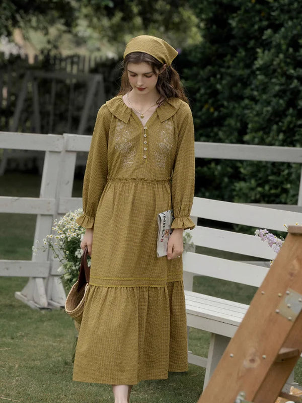 Floral Checkered Spring Dress