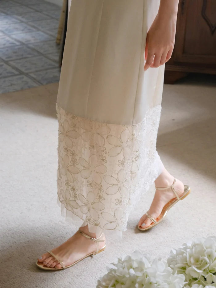 Moonlight Petal Lace Halter Dress