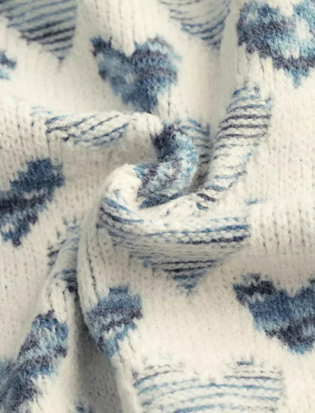 Vintage Blue Heart Knit Cardigan