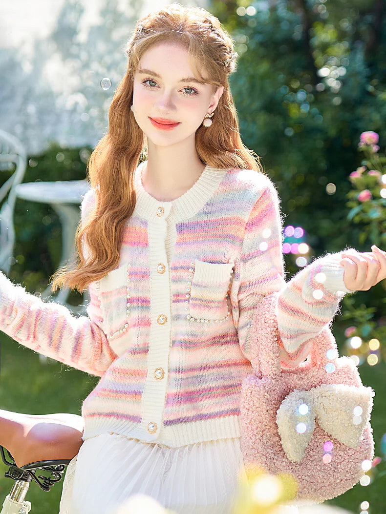 Pastel Dream Striped Cozy Cardigan