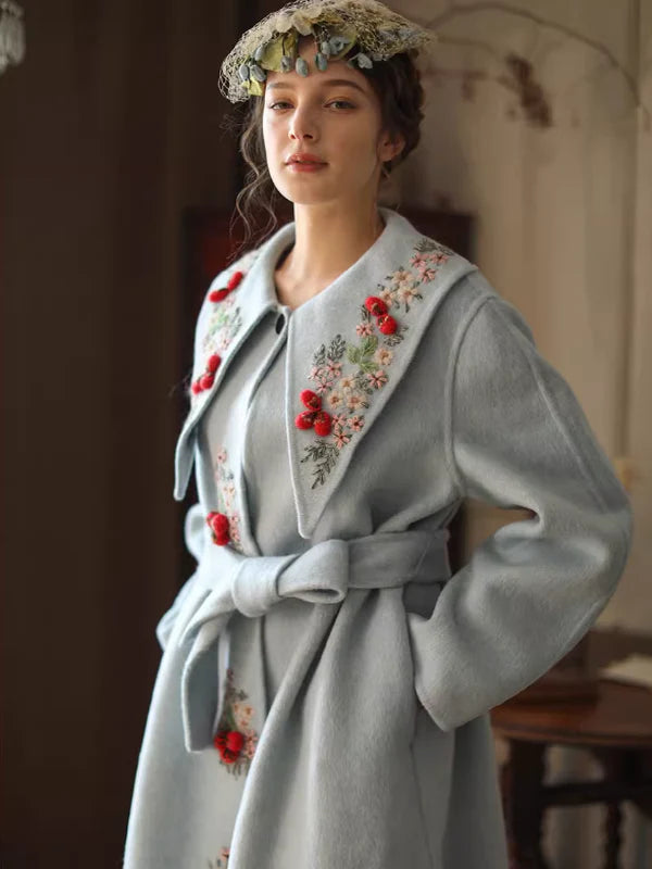 Embroidered Eden Woolen Coat