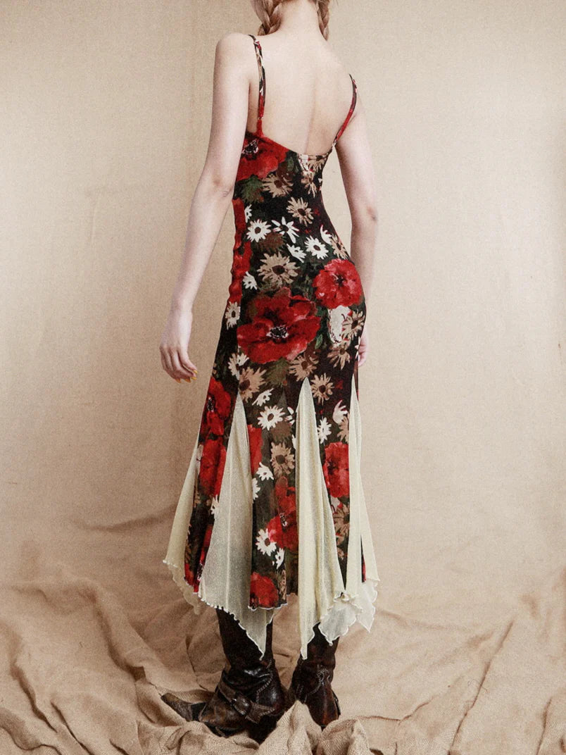 Golden Bloom Mermaid Slip Dress