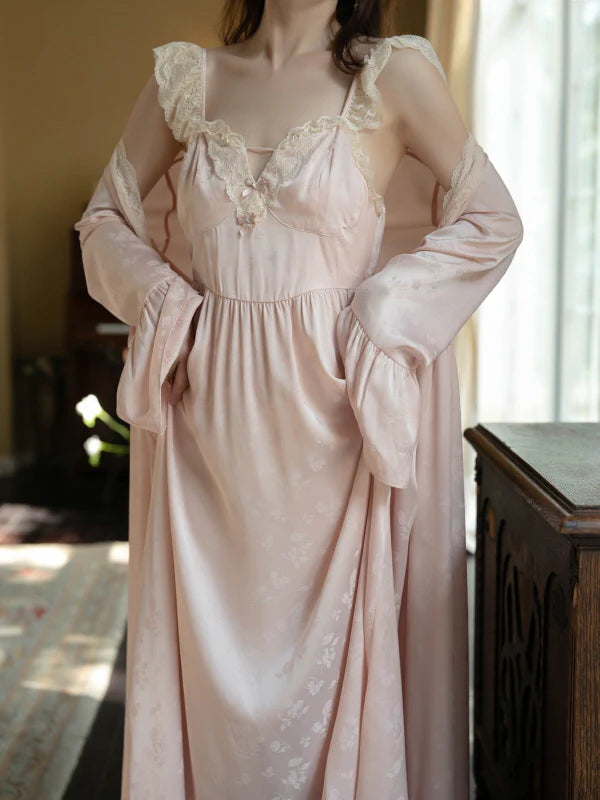 Blush Rose Garden Lace Nightgown Set