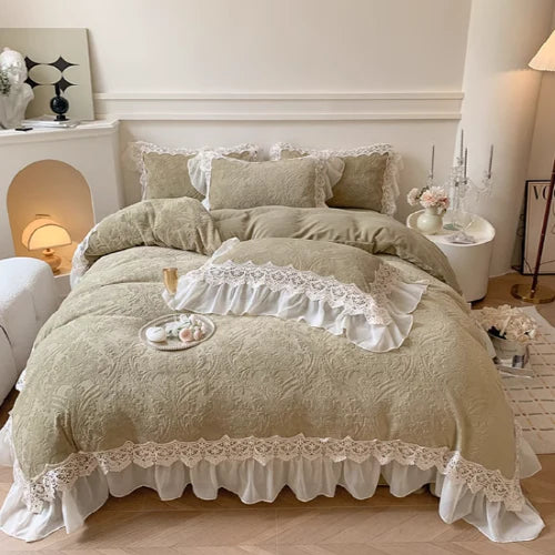 Green Velvet Princess Douvet Cover Set