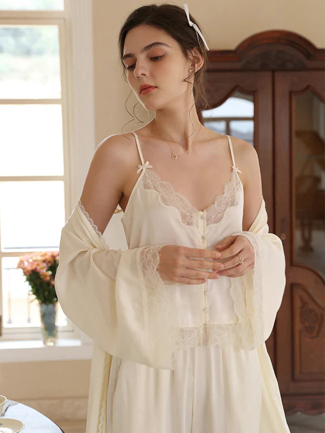 Serenity Lace Ivory Loungewear Trio