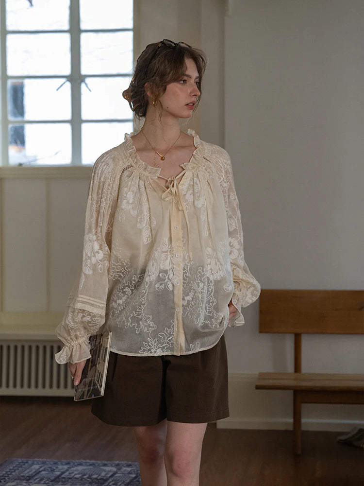 Ethereal Embroidered Lace Blouse