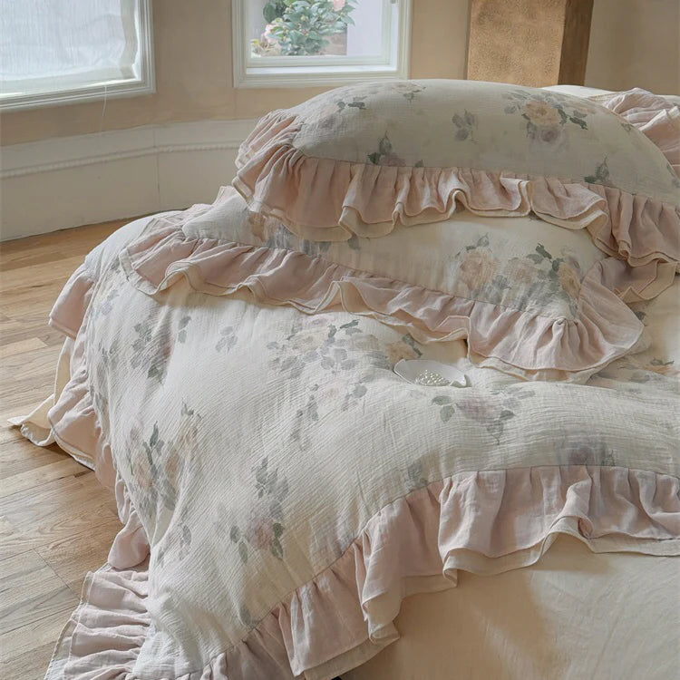 Blush Rose Vintage Floral Bedding Set
