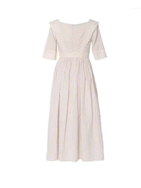 Ivory Elegance Lace-Adorned Dress