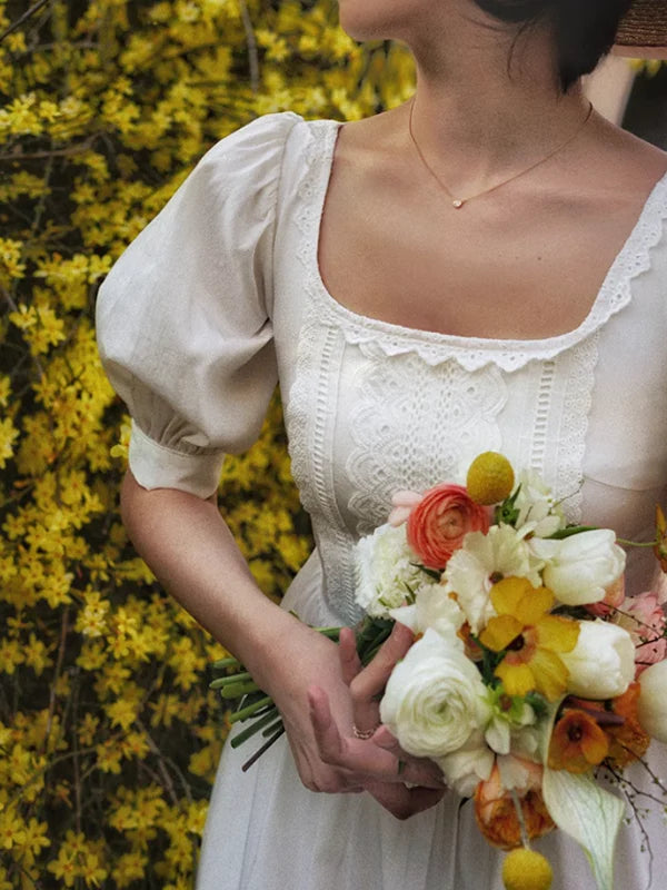 Vintage Lace Elegance White Dress